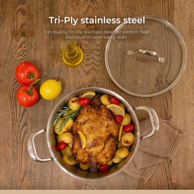 Circlad Series - Casserole de 5 pintes / 8,5 po / 24 cm avec couvercle - Circlad en acier inoxydable triplement
