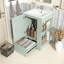 Meuble-lavabo autoportant avec lavabo en céramique, trou de robinet simple, rangement en panneau de fibres à densité moyenne, tiroir à fermeture en douceur, tablettes ouvertes et barre à serviettes en pin pour les espaces compacts-154653034