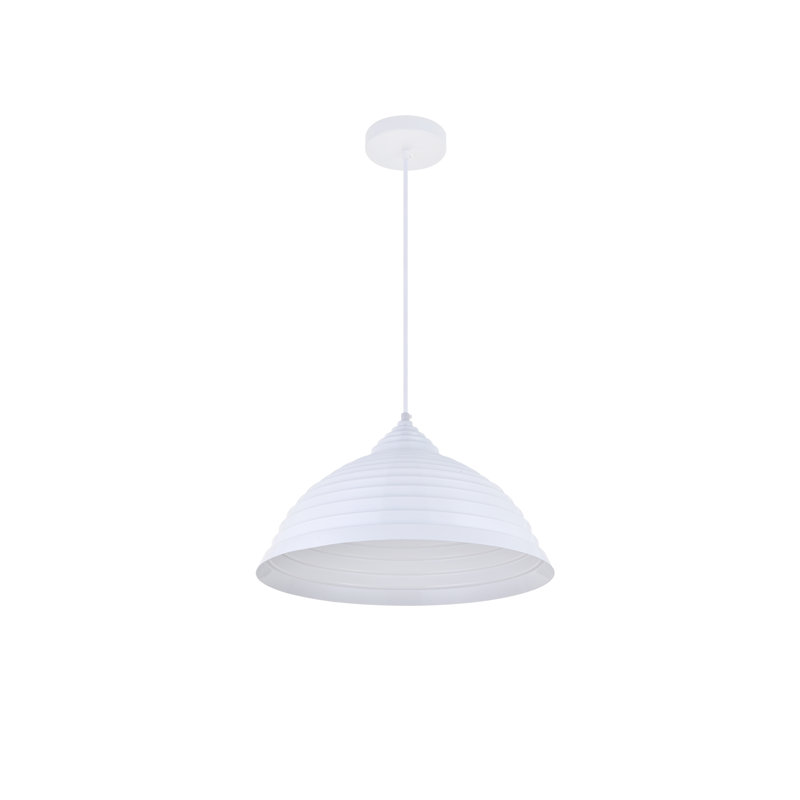 Luminaire suspendu en forme de dôme à 1 lumière Beaudry, Blanc