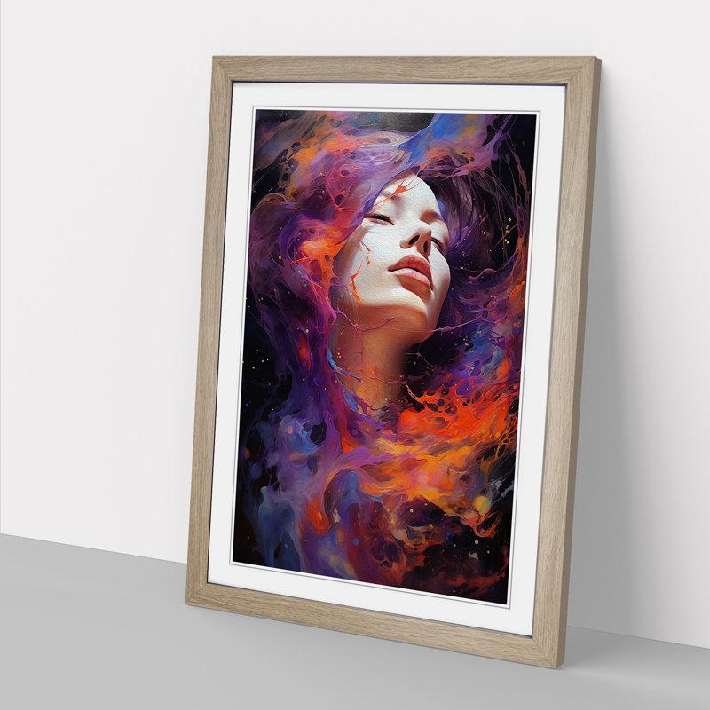 Galaxy Gestural Art - Framed Print, Oak Framed, 46cm H x 34cm W