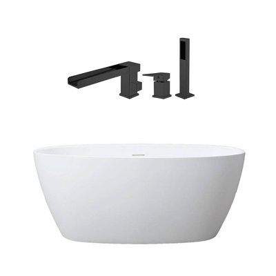 59'' x 31.5'' Freestanding Soaking Acrylic Bathtub with Faucet