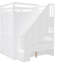 Lit mezzanine double avec armoire, bureau et tablettes, blanc