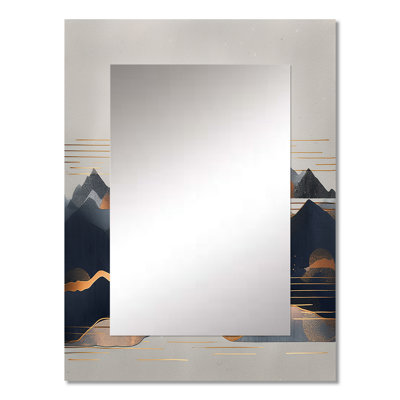 Daring Moutain Horizons III - Landscapes Decorative Wall Mirror, Blue Large Mirror, Printed Metal Art
