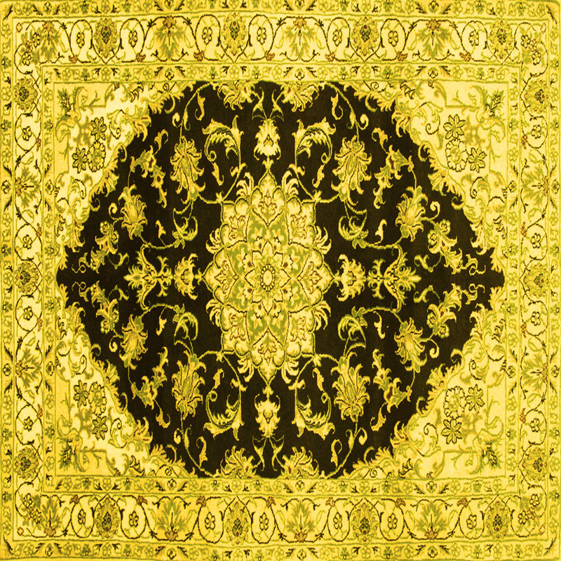 Tapis traditionnels jaunes 1178, Carré 3 pi