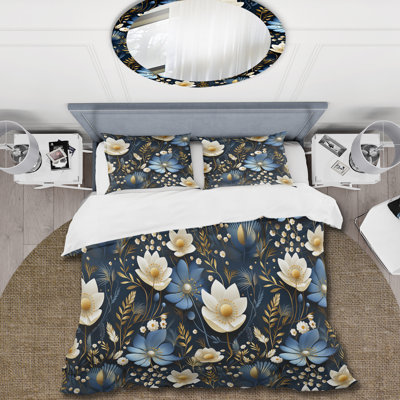 Literie bleue et blanche Tribal Botanics