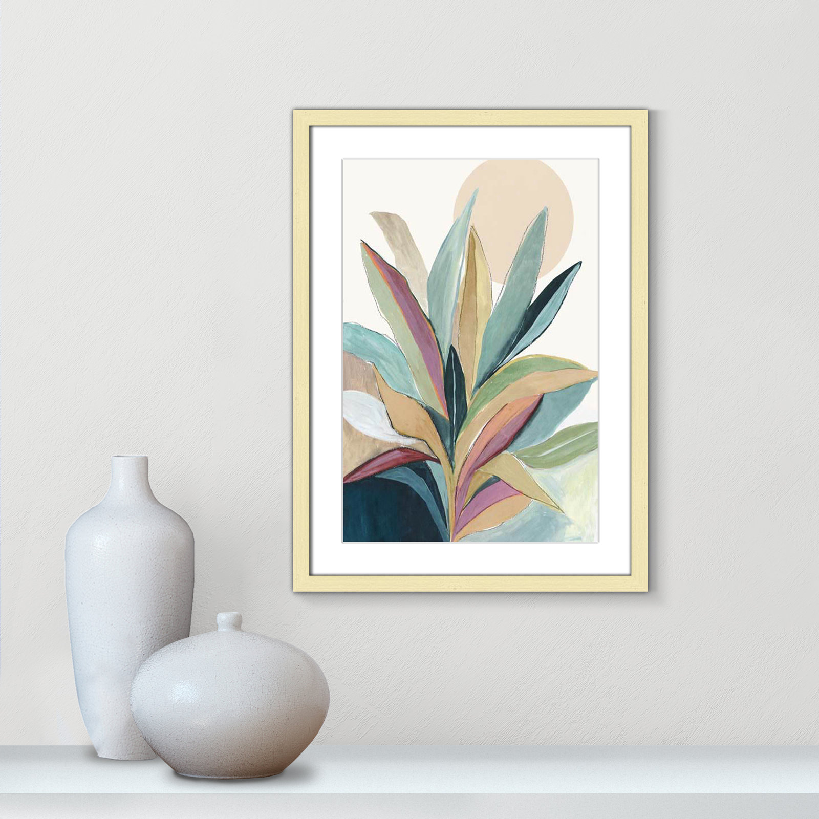 Sherbrooke Sunny Bright Leaves I by Asia Jensen Print, Yes, 23" H x 17" W x 1.25" D, Gold Single Picture Frame