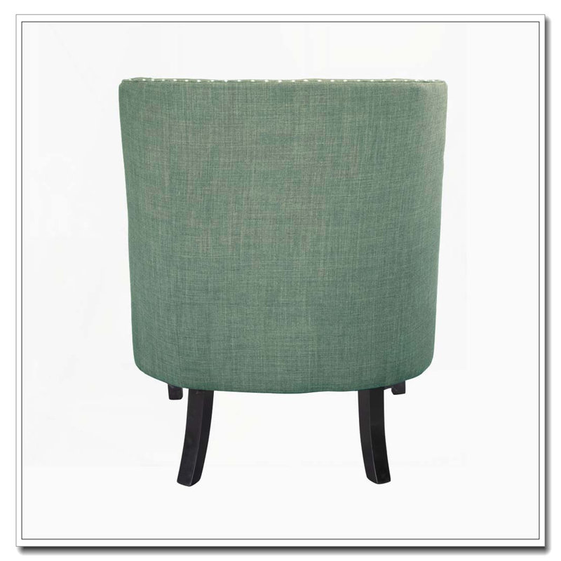 Chaise d'appoint capitonnée à boutons avec pieds noirs, Bleu sarcelle