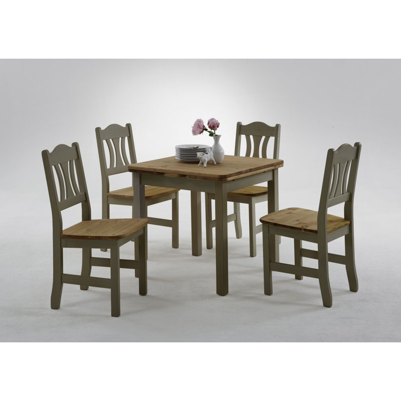 Southsea Extendable Pine Solid Wood Dining Table, Grey/Leach-coloured, H74 x L77 x W104cm