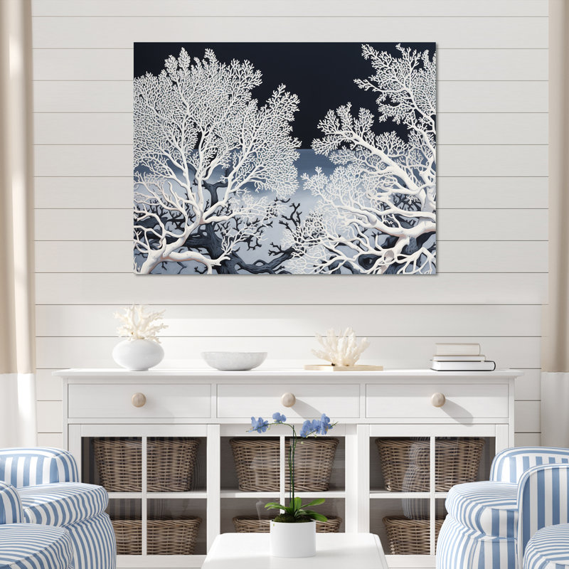 Abstrait coraux - art mural toile de corail sous l'eau, Toile tendue, H 12 po x l 20 po x P 1 po