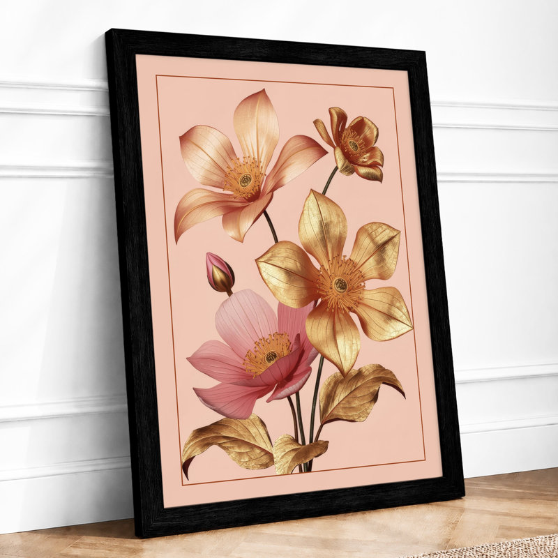 Study in Bloom Botanical - Framed Print, A2 - 59.4 x 42.0 cm, Black