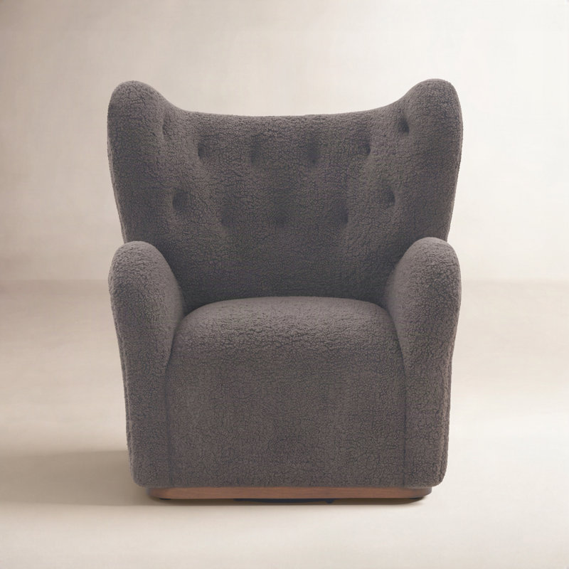 Fauteuil pivotant Wrenn Galloway, Faux peau de mouton brun foncé
