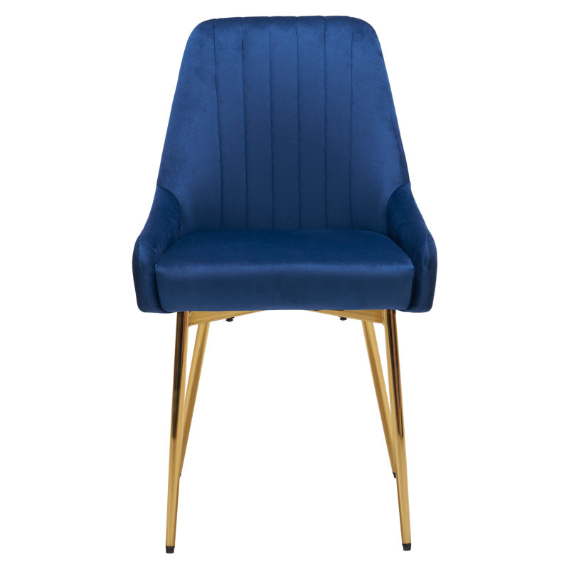 Kataleah Tufted Velvet Side Dining Chairs, Navy