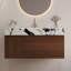 Meuble-lavabo mural simple en noyer de 91 cm (36 po) avec lavabo en céramique, plateau veiné et tiroir-1746408066