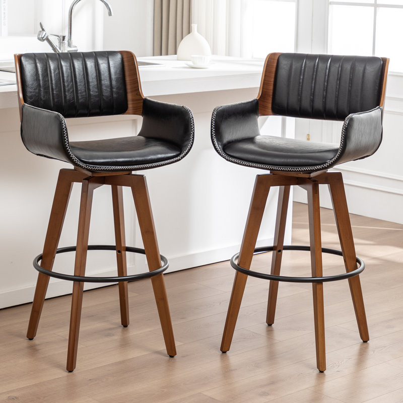Modern Swivel Bar Stool, Black, Counter Stool (67.5cm Seat Height)