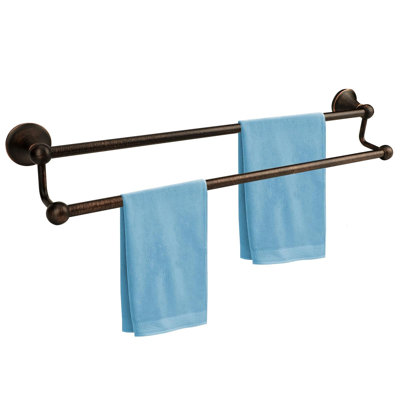 24 Inch Wall Mount Double Towel Bar, Double Layer Towel Rack for Hotel Bathroom
