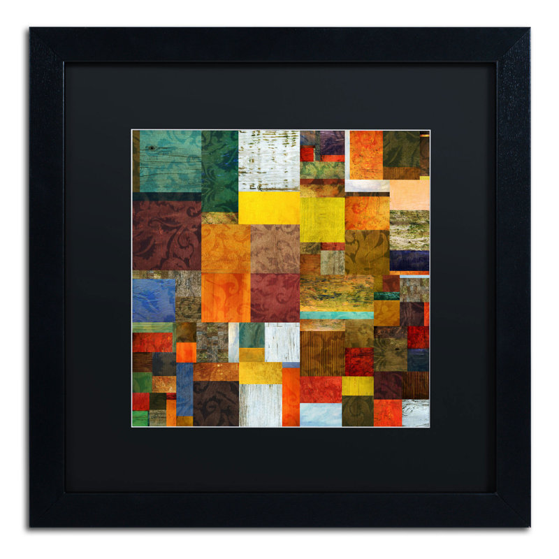 Parlez «Brocade Color Collage 1» par Michelle Calkins, impression encadrée, Noir, H 16 po x l 16 po