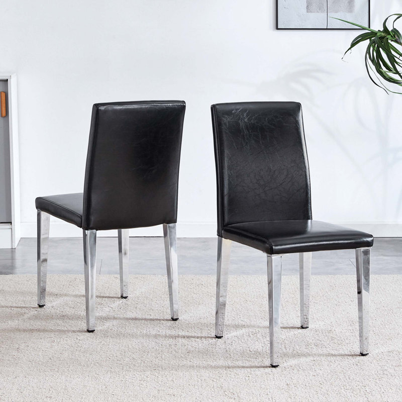 Ensemble de 2 chaises à dossier en polyuréthane avec pieds en métal