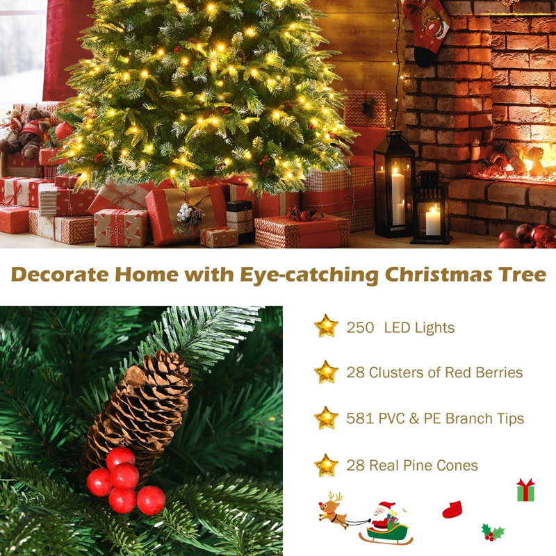 Lighted Artificial Pine Christmas Tree, 5 Ft