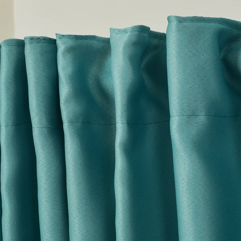 Extra Wide & Extra Long Custom Made Solid Color Room Darkening Single Curtain Panel, 100" W x 120" L, Lake Green