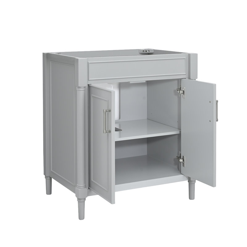 Light Gray Freestanding Single Vanity with Carrara Marble Top