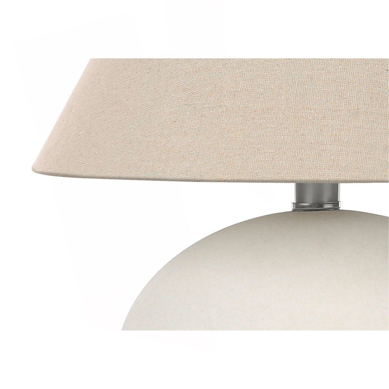 Lighting, H 16 po, lampe de table, abat-jour crème, céramique crème, contemporain