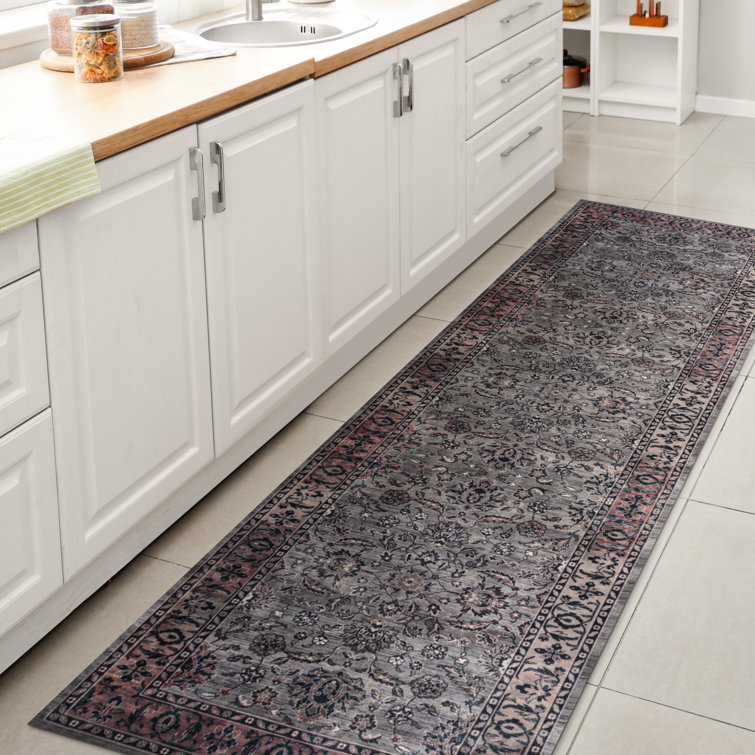 Sarok Ornate Persian All-Over Machine-Washable Purple/Gray Rug