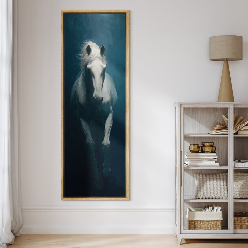 «Moody Blue Horse Portrait in Soft Dramatic Light», reproduction d'art sur toile encadrée, H 60 po x l 20 po x P 1,5 po