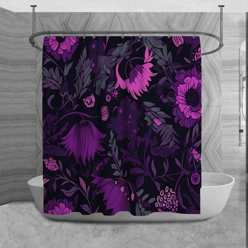 Rideau de douche à motif floral Moffit, H 93 po x l 70 po