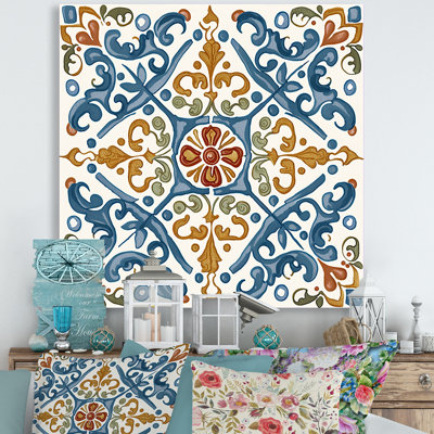 " Mediterranean Tiles In Retro Blue V "