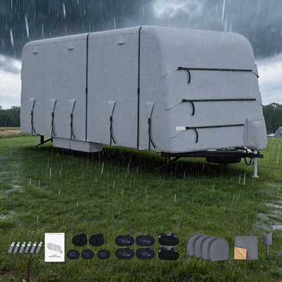 Housse de camping-car robuste avec technologie à 4 couches imperméable, respirante, résistante aux rayons UV et au vent pour camping-car de 27 à 30 pi
