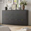 Ensemble de chambre à coucher 3 pièces, commode 6 tiroirs et 2 tables de chevet, noir-164314109