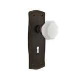 White Milk Glass Waldorf Interior Mortise Door Knob with Prairie Long Plate