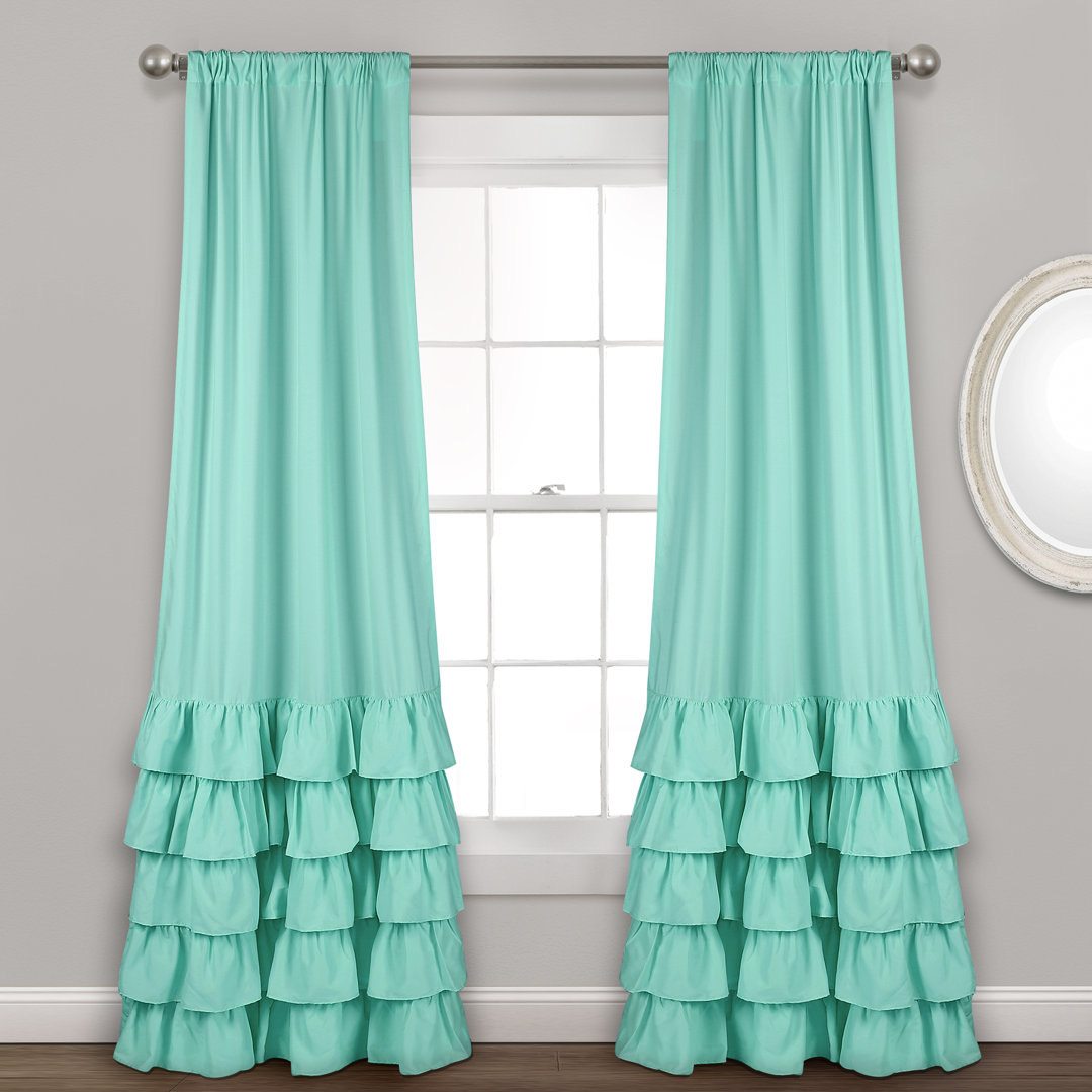 Allison Ruffle Polyester Semi Sheer Curtain Pair (Set of 2) Lush Decor Curtain 