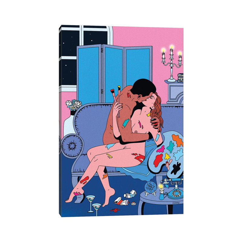 «Lovers In Paint» par Cosmo - Toile tendue avec châssis sur toile, H 40 po x l 26 po x P 1,5 po
