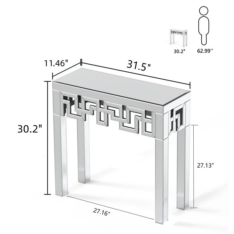 Table console en verre miroir Yolanta 31,5 po