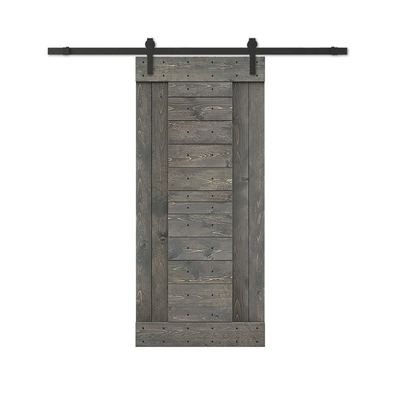 Porte de grange lambrissée peinte en bois et en métal avec trousse de quincaillerie d'installation, H 84 po x l 38 po