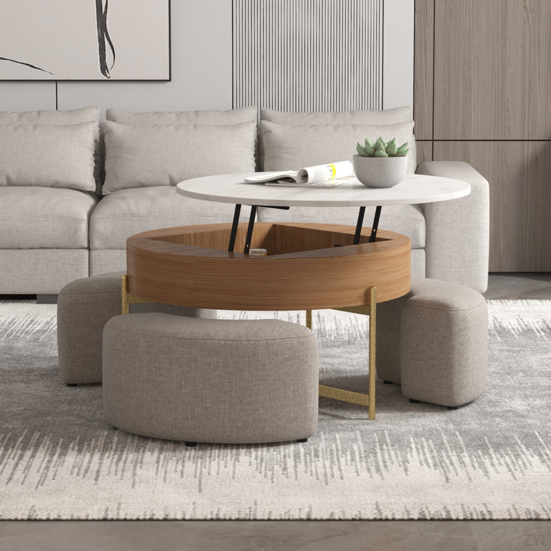 Ensemble de tables basses 31,5 po Vita Felice, Blanc/naturel