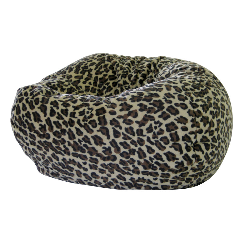 Fauteuil à billes classique, Petit, Suède de microfibre safari léopard