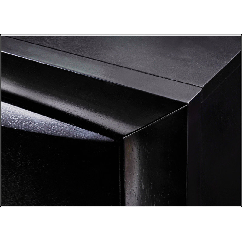 Commode contemporaine à 5 tiroirs 1Pc avec finition noire, fabrication en bois massif pour un rangement de chambre à coucher durable et élégant