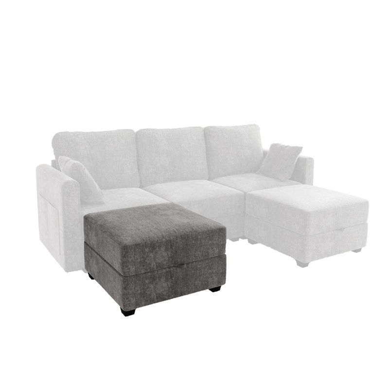 29.5’’ Wide Square Ottoman With Storage, Gray