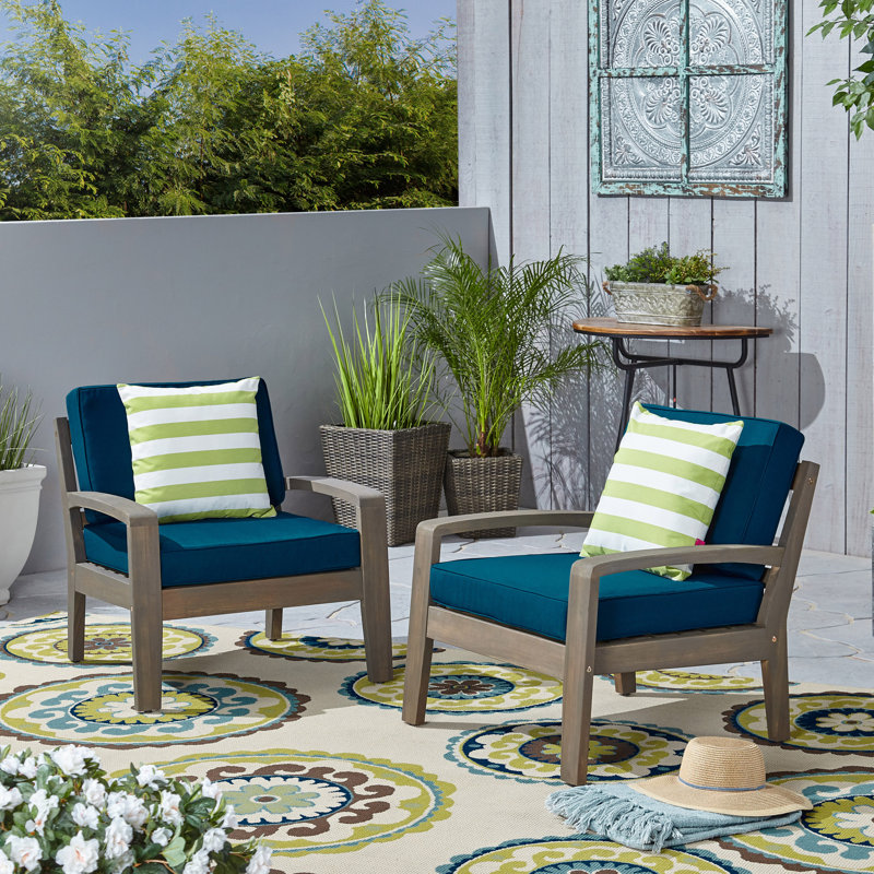 Chaise de patio avec coussins Sondra, Gris