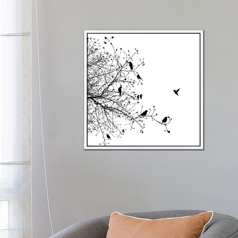 Birds I by GraphINC - Gallery-Wrapped Canvas Giclée on Canvas, White Floater Framed, 66.04 cm H x 66.04 cm W