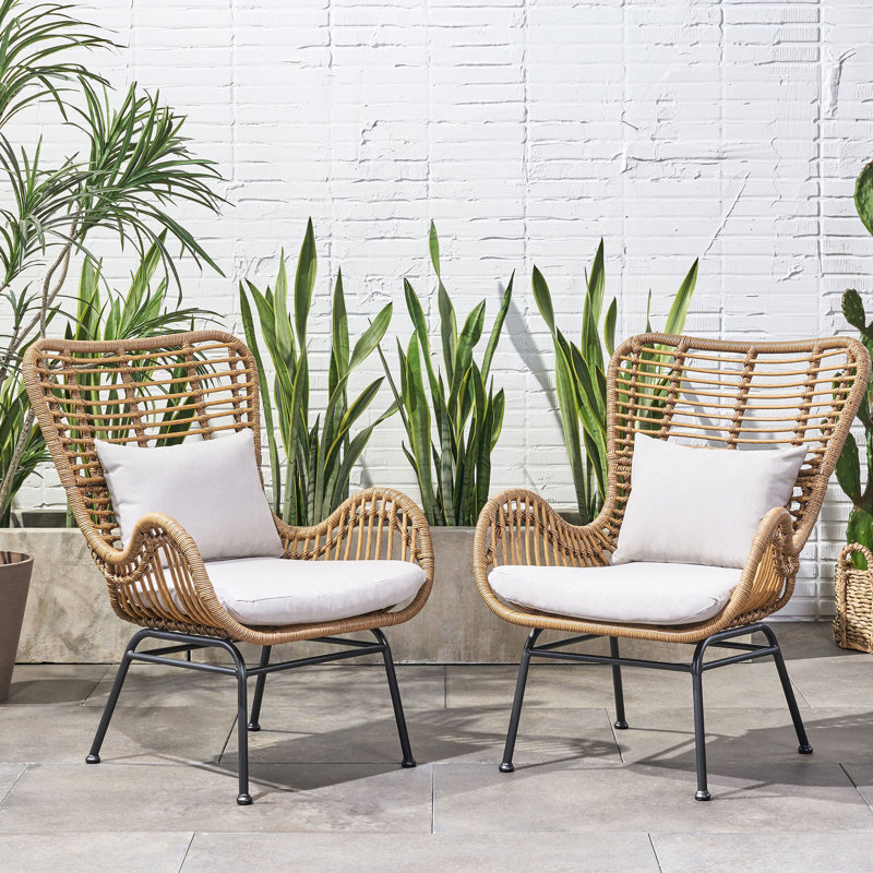 Fashionable Chair With Water- Padding And Metal Base - Beige/brown Elegant Outdoor Woven Beige + Brown