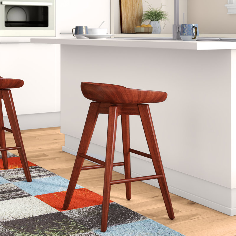 Tabouret de bar et de comptoir pivotant en bois massif Basnti, Cappuccino, Tabouret de bar (siège d'une hauteur de 29 po)