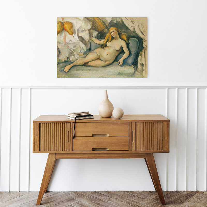 Femme nue sur un canapé, impressionnisme abstrait contemporain, art mural représentant des fruits, H 16 po x l 24 po