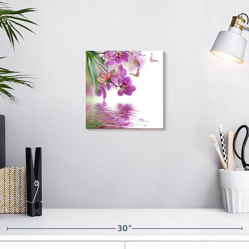 Orchidée Harnek et papillons, H 10 po x l 10 po