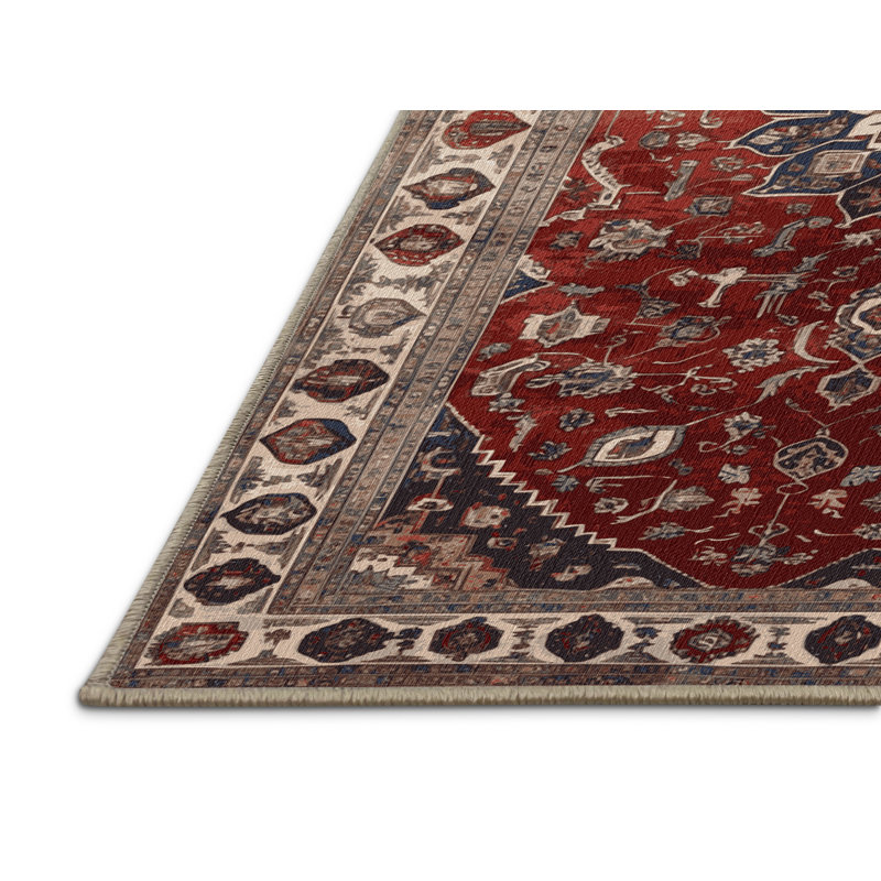Machine Washable Persian Brown Area Rug, Rectangle 7' x 10'