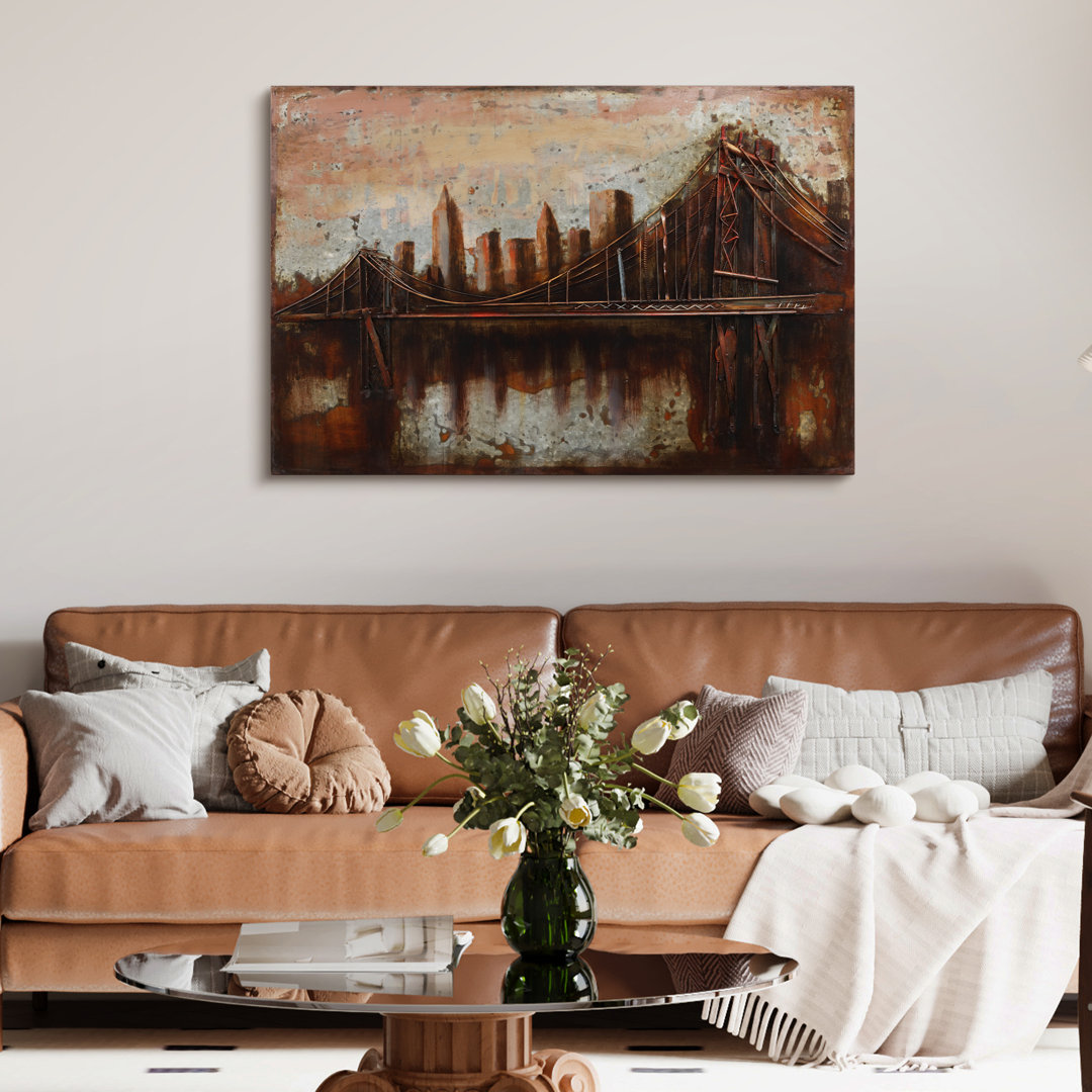 "Bridgescape" Iron Hand Painted 3D Wall Art Empire Art Direct