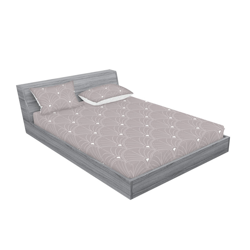 Microfiber Floral Sheet Set, King Sheet Set + 2 Pillowcases, Warm Taupe
