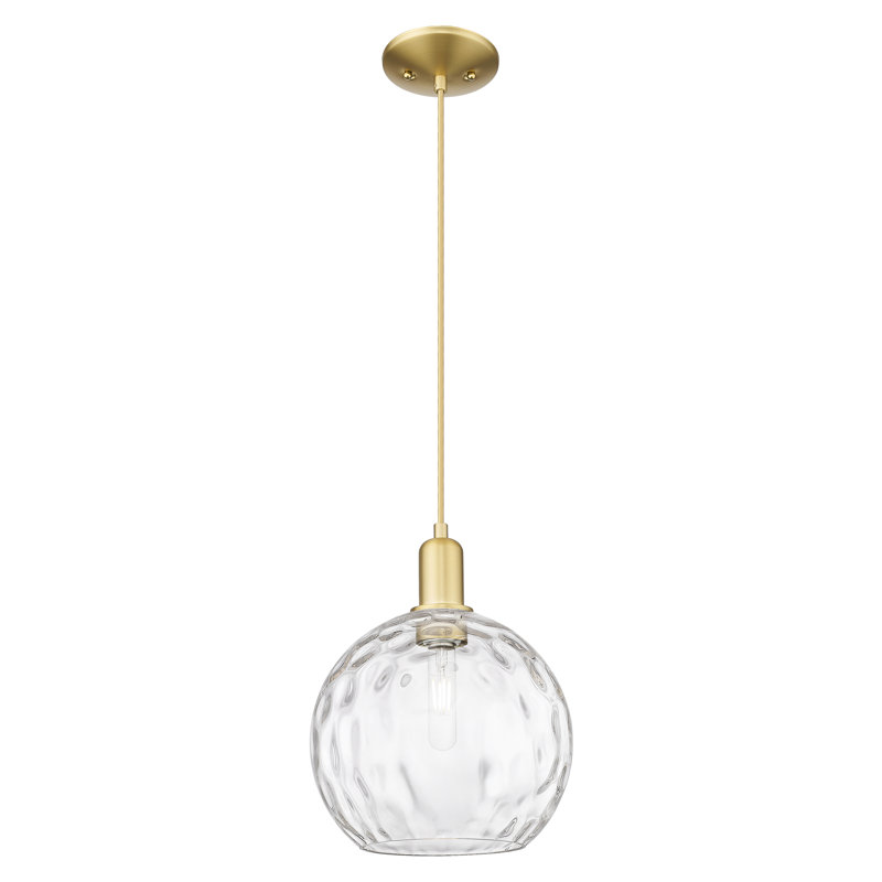 Mini-luminaire suspendu 1 lumière Arcadia, Or satiné, H 8,75 po x l 10 po x P 10 po